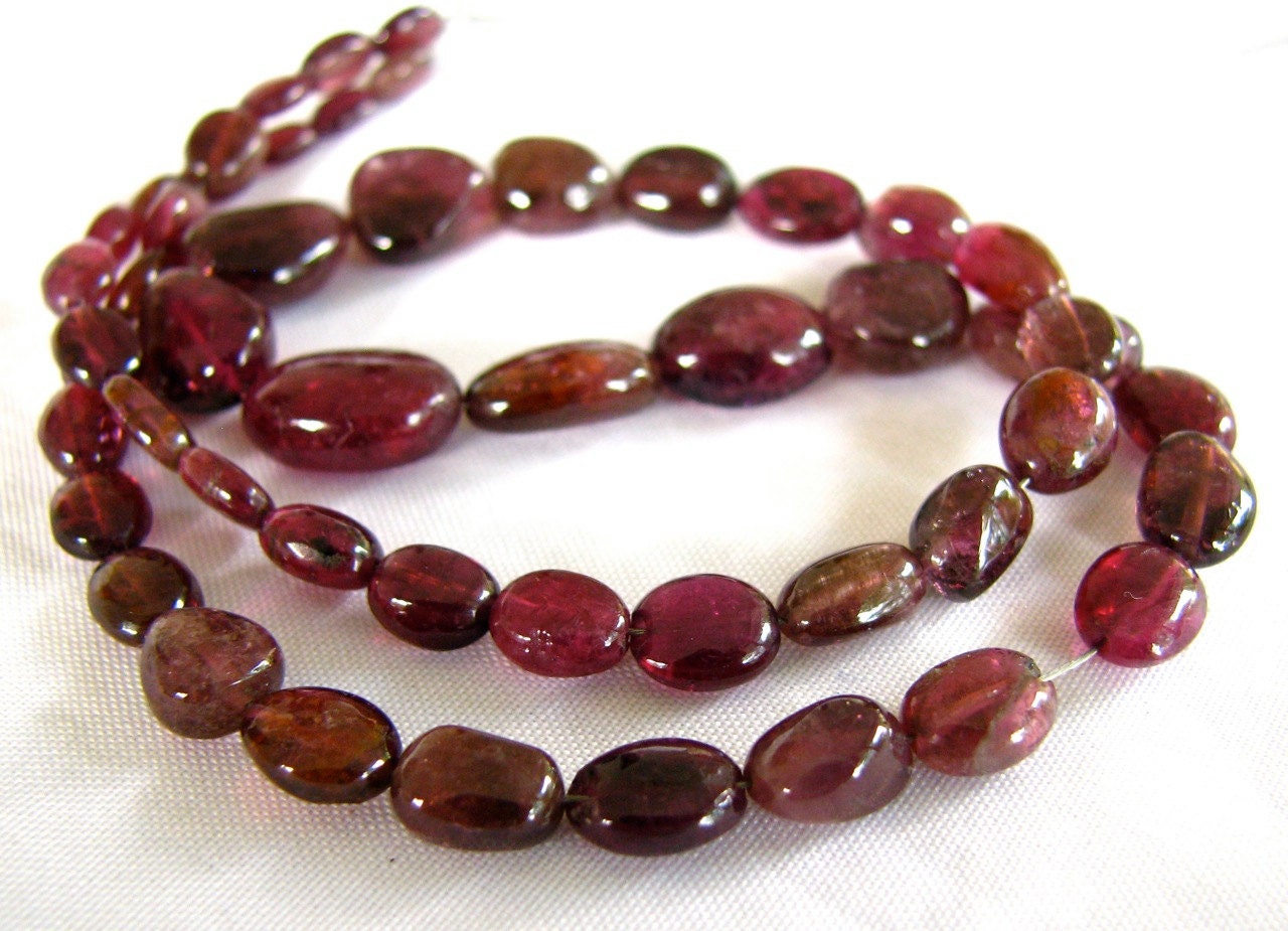 Genuine Pink Tourmaline smooth oval nuggets, 14" FULL strand, 5.25mm - 11.25mm LAST ONE (wpto3)