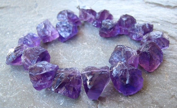 African Amethyst Hammered Nuggets, 7" FULL strand, 11.5mm - 17.5mm (6w3)