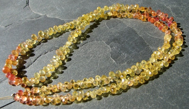 AA Multi Color African Sapphire faceted briolettes, 1/2 strand, 2.8 x 2.5 - 5 x 3mm