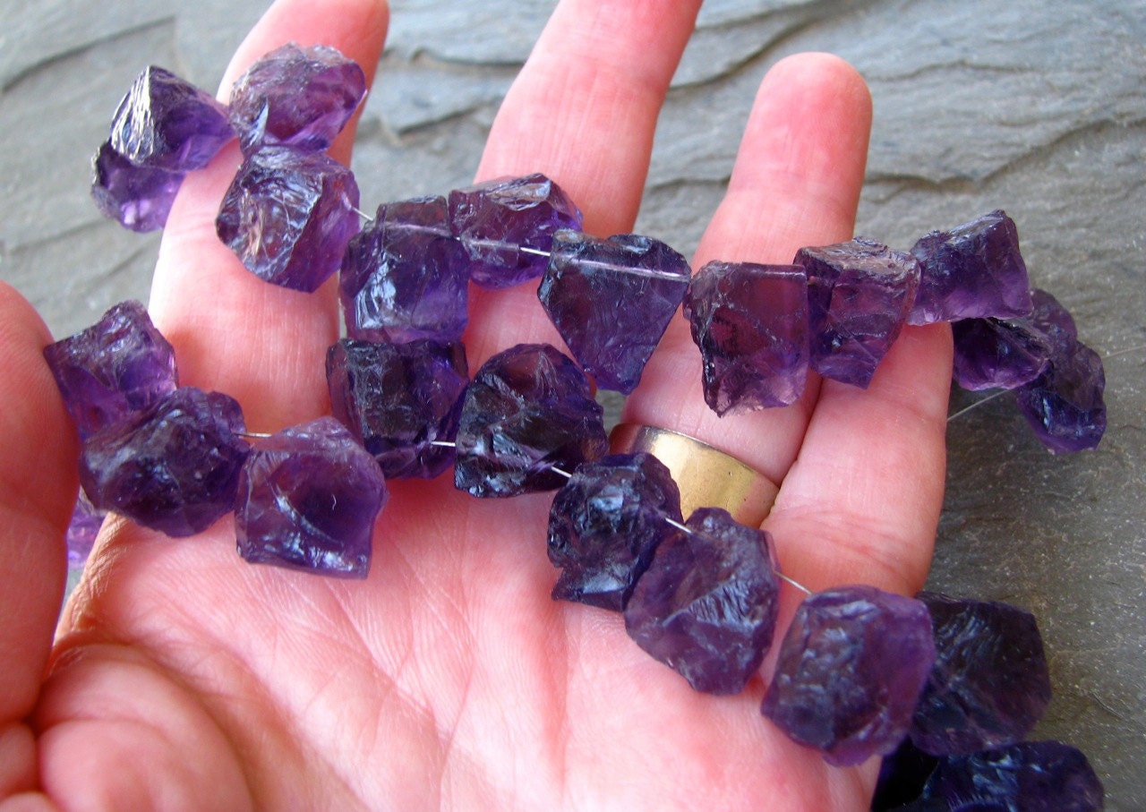 African Amethyst Hammered Nuggets, 7" FULL strand, 11.5mm - 17.5mm (6w3)