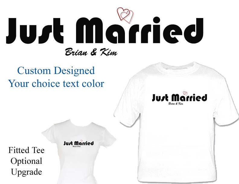 2 Custom Wedding shirts Bride and Groom wedding shirts Just Married TackyT 2 hrts