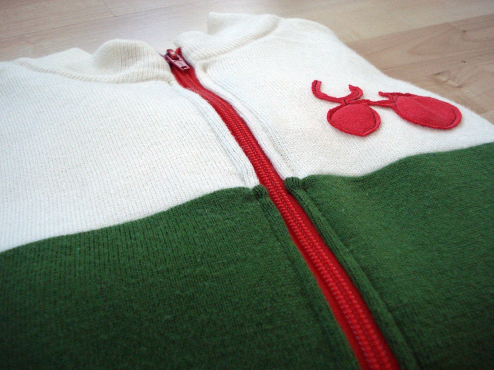 Sample Sale -- Upcycled Merino Wool Cycling Jersey (White/Green)