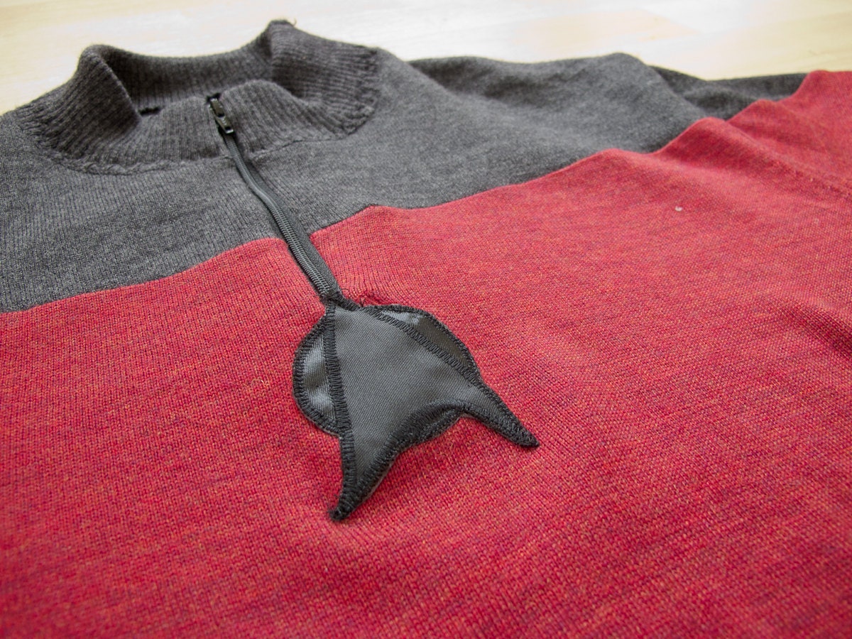 Upcycled Mens Star Trek Merino Wool Cycling Jersey (Red/Black)