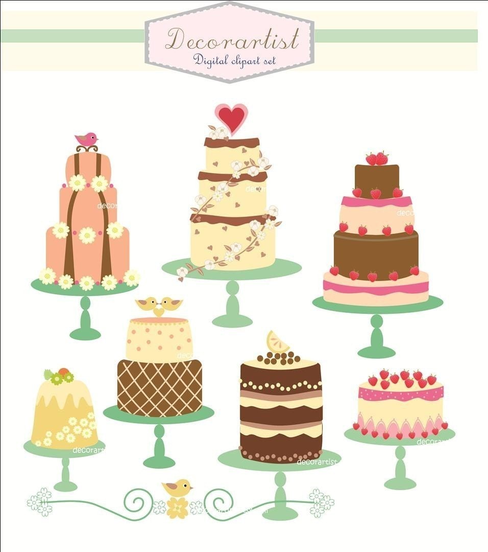 Digital clip art for all use, celebrated cakes, INSTANT DOWNLOAD
