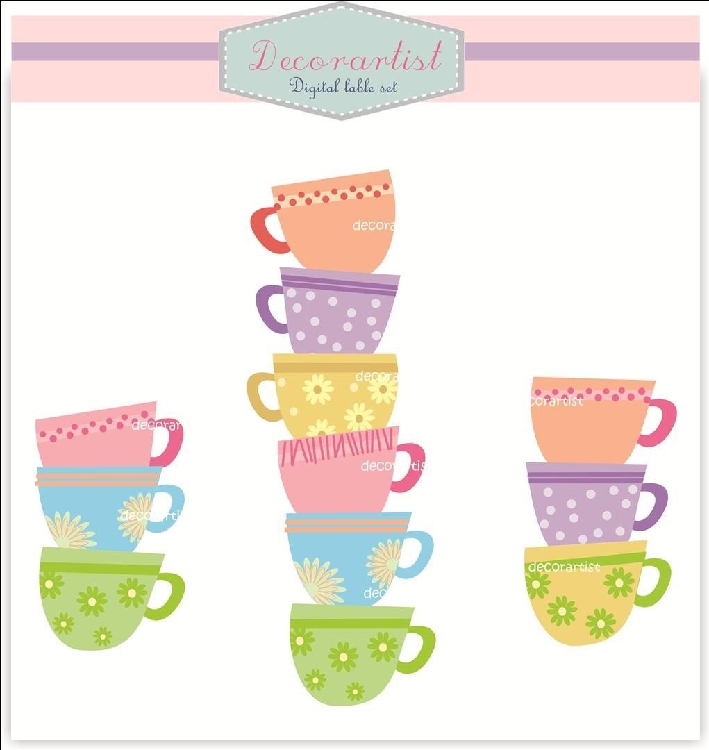 INSTANT DOWNLOAD , Digital clip art for all use, teacup stack 1