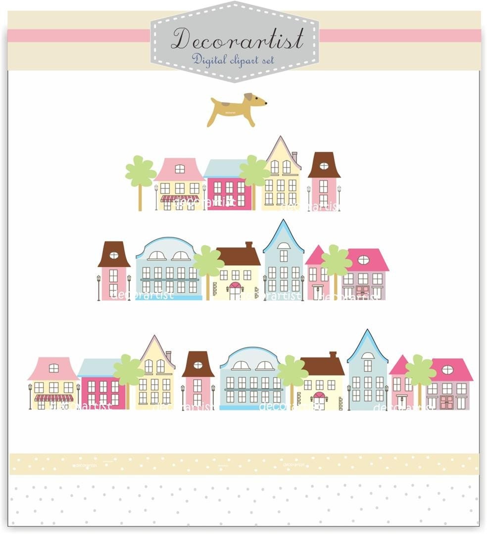 Clip art. house, house-season change , INSTANT DOWNLOAD