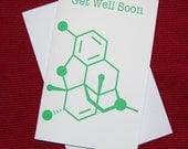 Morphine - Get Well Soon - Chemistry Nerd Greeting Card - Green