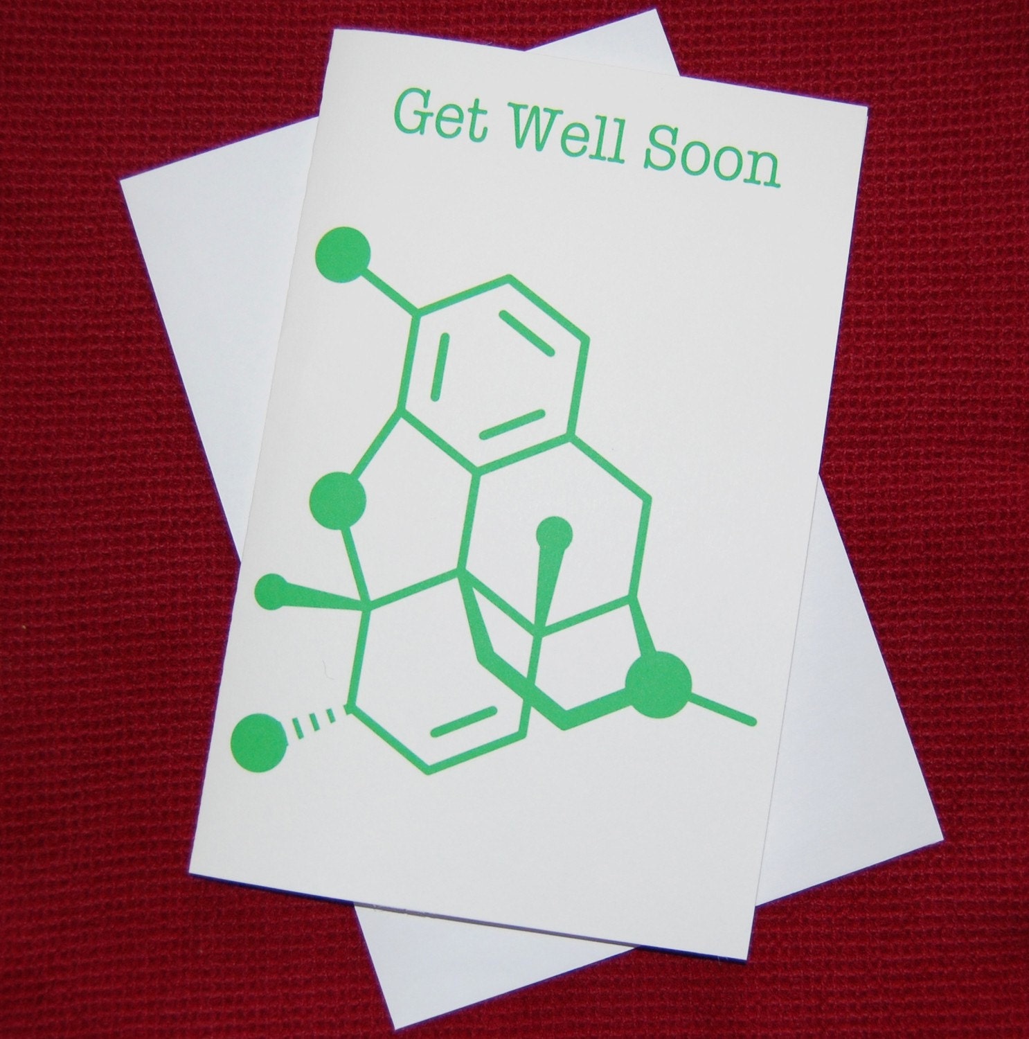 Morphine - Get Well Soon - Chemistry Nerd Greeting Card - Green