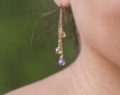 Goldfill chain multicolor stones earrings