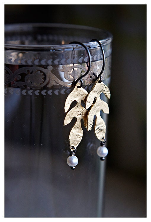 Oxizided sterling silver (925) earwires and gold plated textured leafs