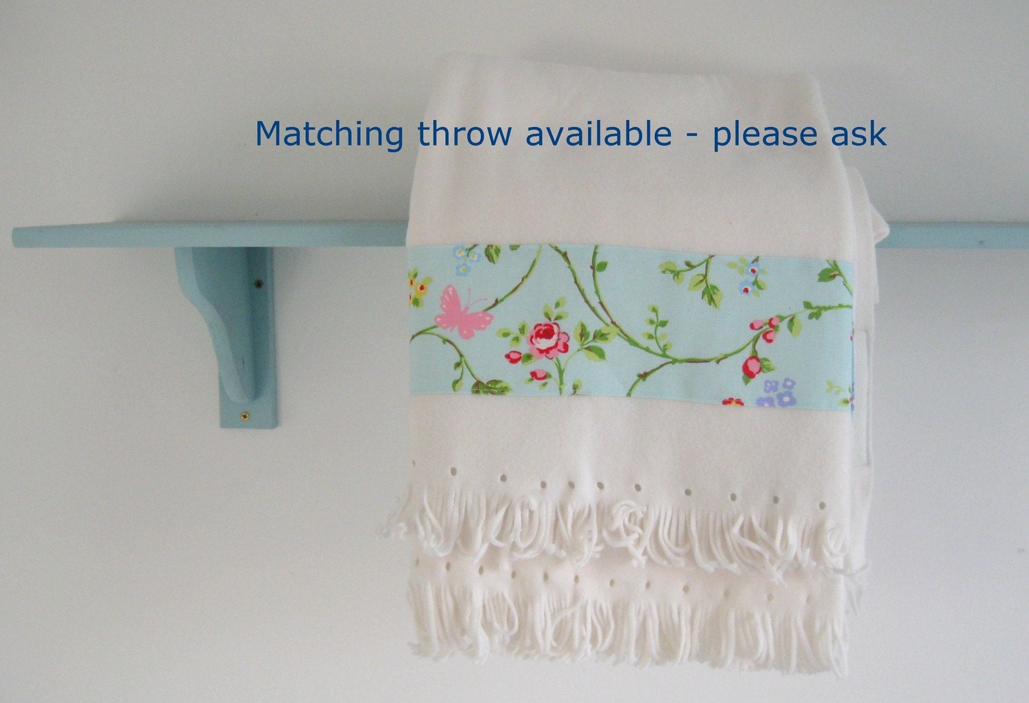 Pair of 16 inch Cushion Covers in Bird Trail Seafoam Cotton Fabric by Clarke and Clarke UK