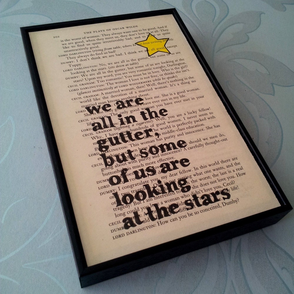 Oscar Wilde Inspirational Quote and Star Framed Altered Book Art