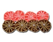 SALE Velvet Pleated Blossoms Pumpkin and Latte set of 8