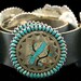 Vintage 1970s Old Pawn Sterling Silver Turquoise Concho Belt Native American Zuni