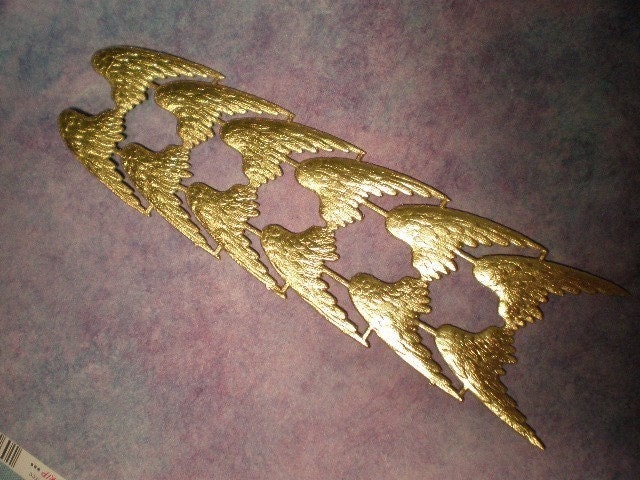 Dresden angel wings 6 gold paper for altered art Christmas cards tags decoration