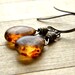 Caramel Glass Earrings, Cream and Chocolate Brown Teardrop Antiqued Brass Earrings - Cappuccino