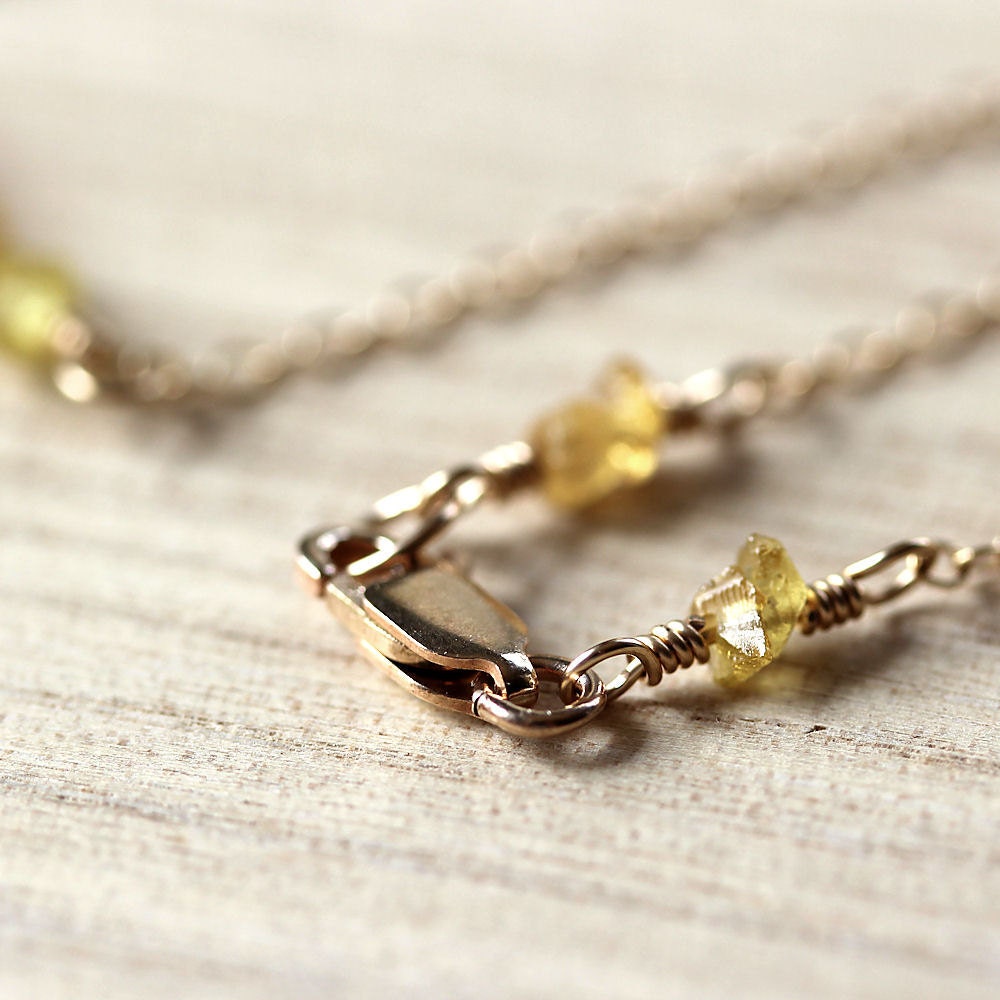 Autumn Sapphire Necklace, Rust Orange and Amber Yellow Ombré Songea Sapphire 14k Gold Filled Necklace September Birthstone - Earth Tones