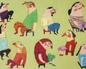 chair / Print of an original drawing / Patten / Children illustration / Sitting around / Crowed of people / Funny characters