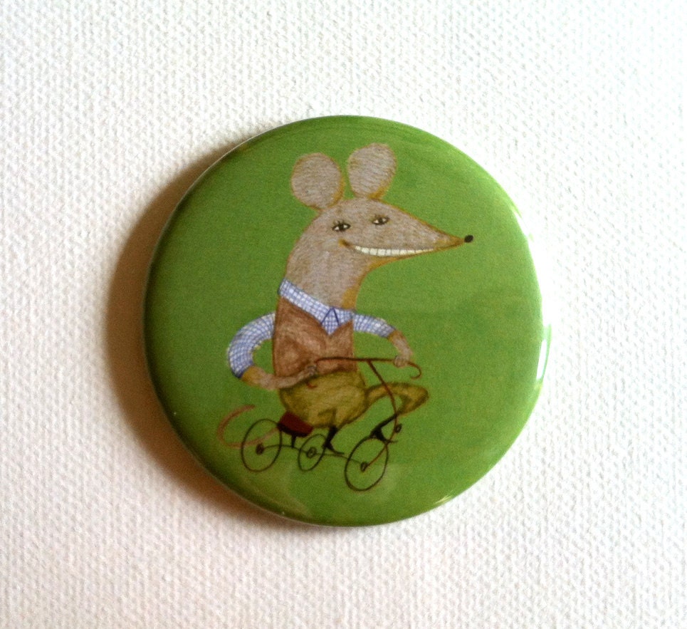 Pocket Mirror  / from tosya  illustration green Mouse on a bike