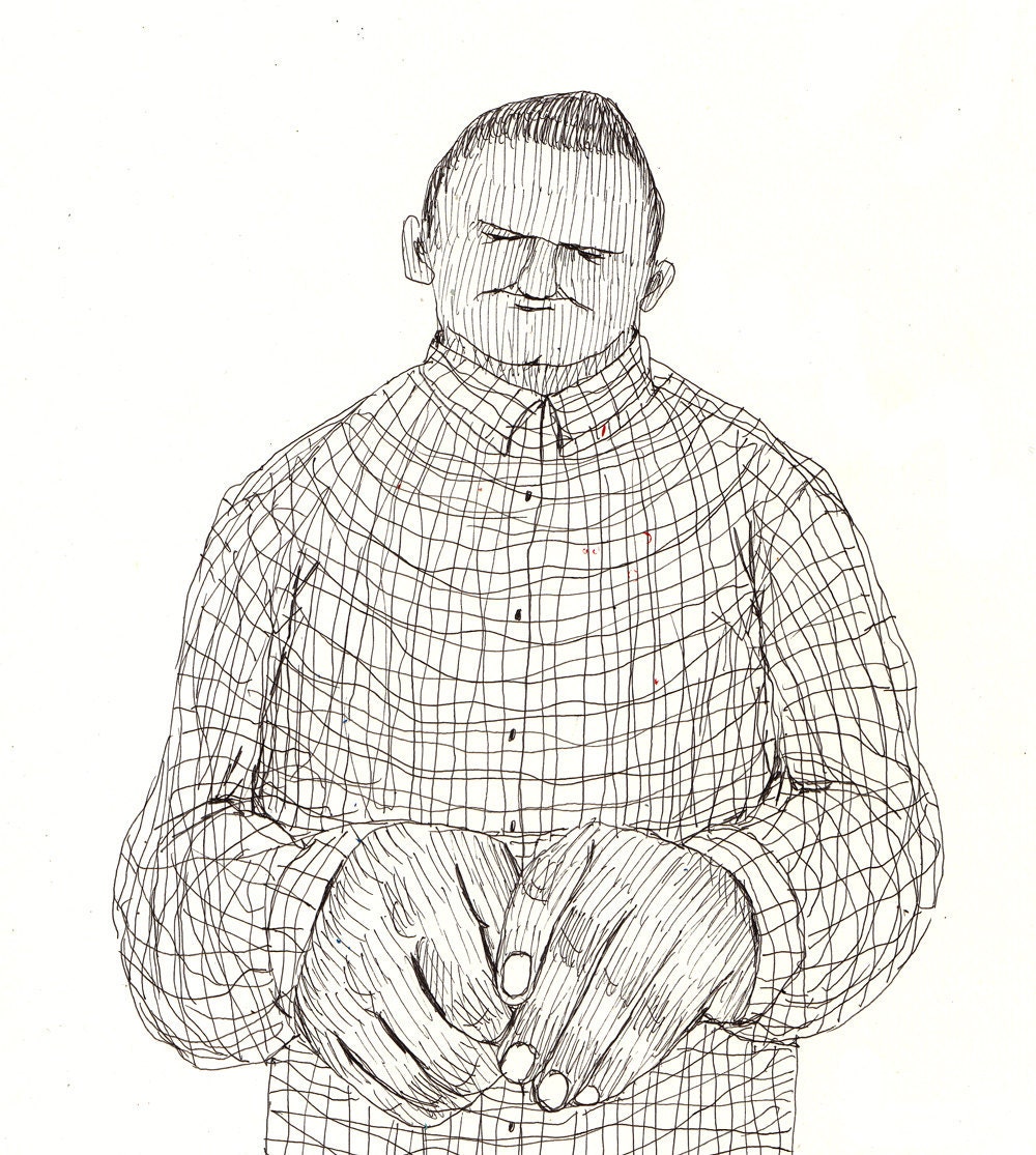 I'm a little embarrassed/ original drawing / pen drawing / Hands / Shy