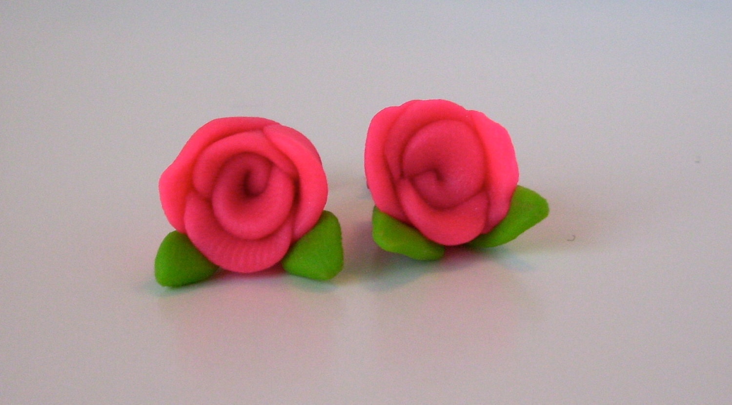 Pink Rose Clay Earrings