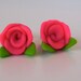Pink Rose Clay Earrings