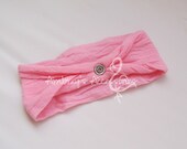 Bright Pink Nylon Headband, Interchangeable Snap Headband