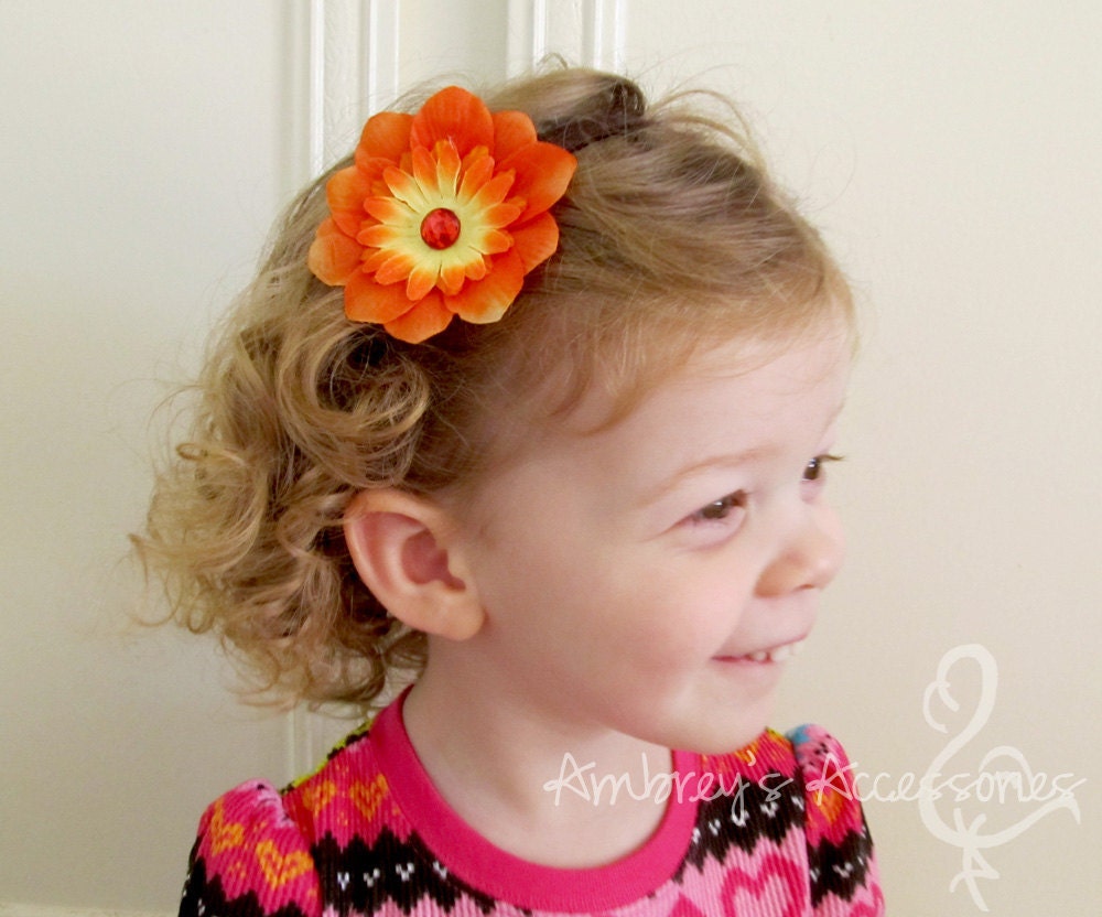 Bright Orange Posy Flower Interchangeable Snap Accessory