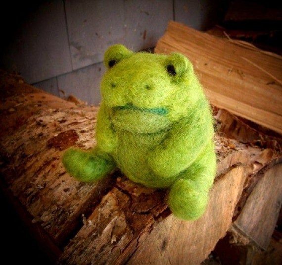 RESERVED...Waiting for Flies Needle Felted One-of-a-kind Soft Sculpture