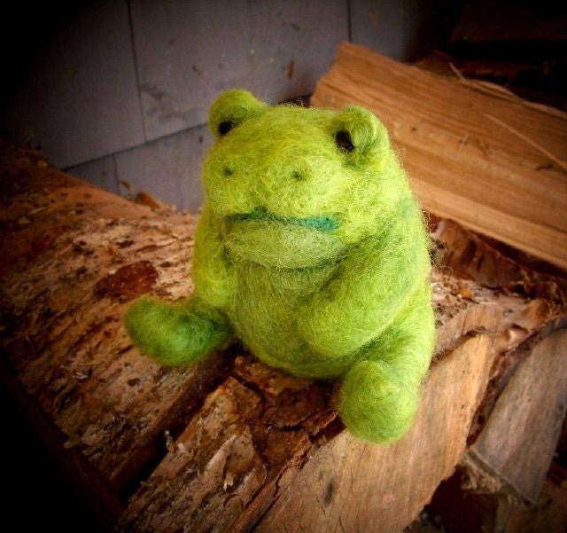 RESERVED...Waiting for Flies Needle Felted One-of-a-kind Soft Sculpture