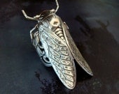 Steampunk Cicada Bug Sterling Silver Finish Ring, Adjustable Ring Band