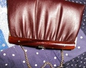 Brown Leather PURSE with BAKELITE Trim- Harry Levine USA - Vintage
