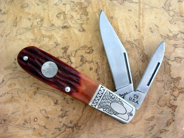 Hand Engraved Barlow Pocket Knife Fathers Day Gift Men Dad