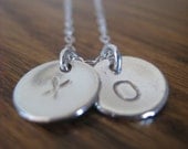 Hug and Kiss - 2 sterling silver XO pendant necklace