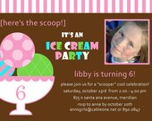 Scooper Cool Ice Cream Theme Birthday Invitation with photo image Il_170x135