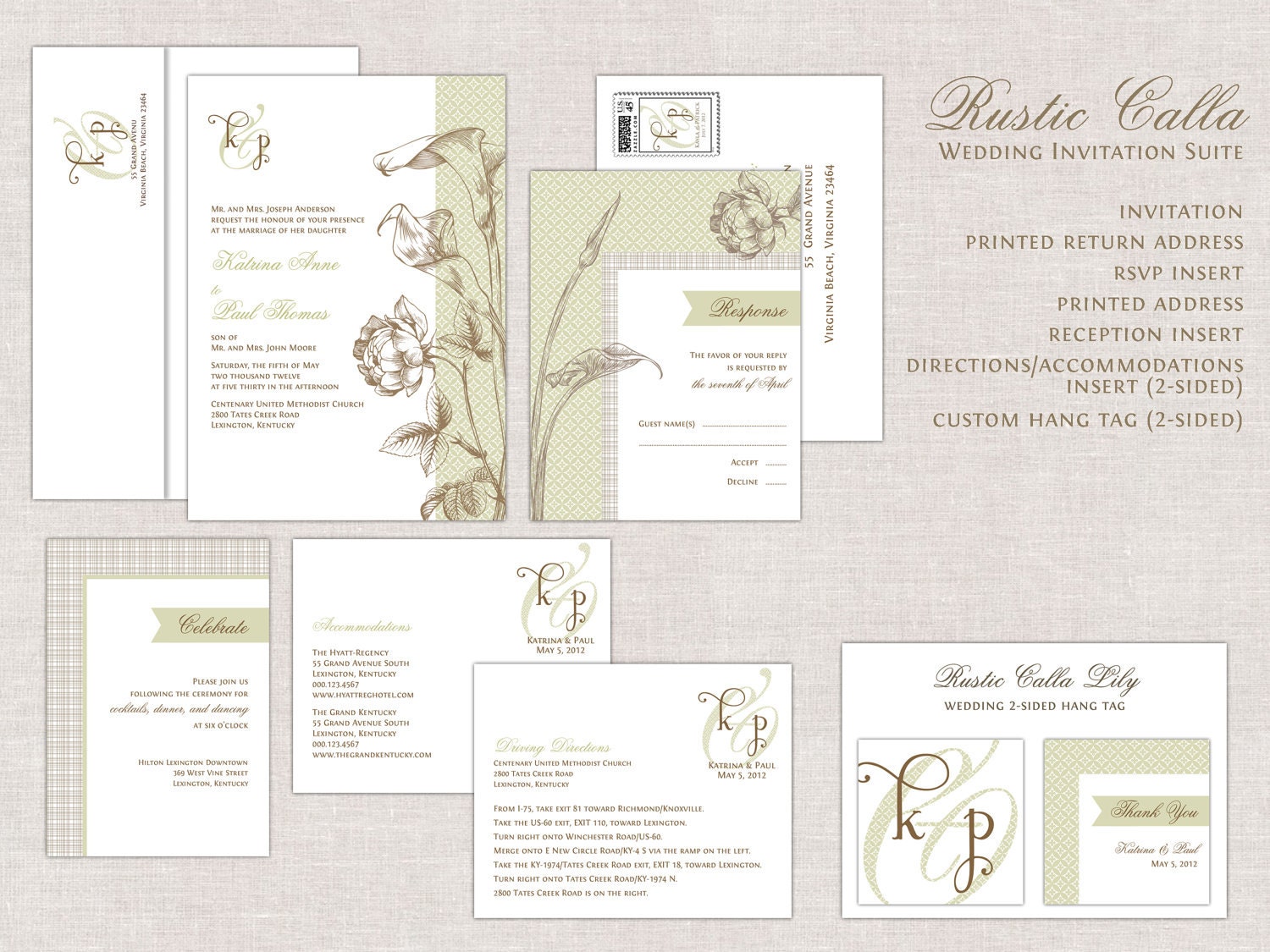 Elegant Wedding Invitations, Sage Wedding Invitation, Calla Lilly Wedding Invites, Roses, Rustic, Monogram Logo, Classic, Romantic Il_170x135