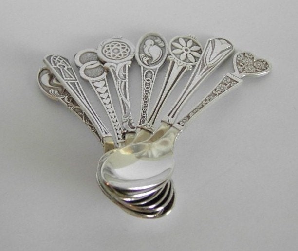 LOVE Home Decor Solid Sterling Eight Different Designs Spoons Great Wedding Gift Precious Metal