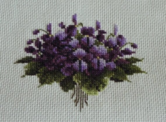 BOUQUET Of VIOLETS - Purple -Lavender - Violet Cross Stitch