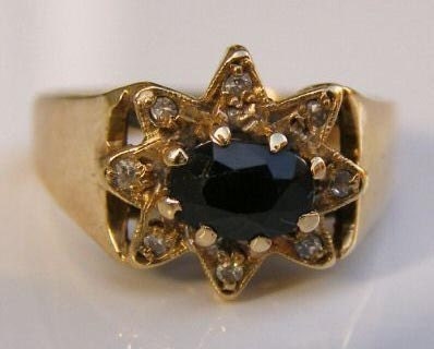 Vintage Gold Sapphire and Diamonds Engagement Ring FREE Shipping Precious Metal