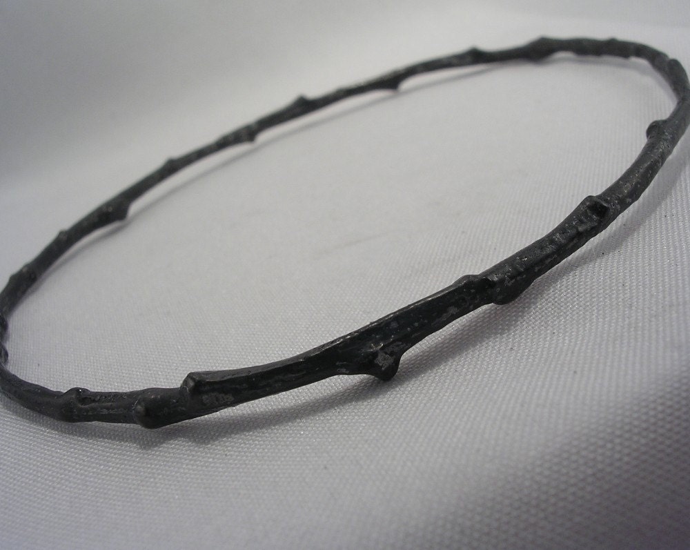 twig bracelet oxidized silver large size bangle bracelet