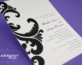 Black Flourish Invite - Set of 25