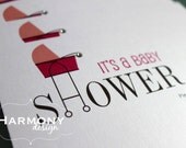 Baby Carriage Metallic Shower Invitations with Swarovski Crystal, Metallic envelopes  - Set of 10