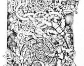 Eshcer's Three Ring Circus Skydiving Art Print of Pen and Ink by Kelly Green HBaum