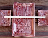 Rozsa Red Koi Mini Sushi set for 2 with FREE Chop Sticks