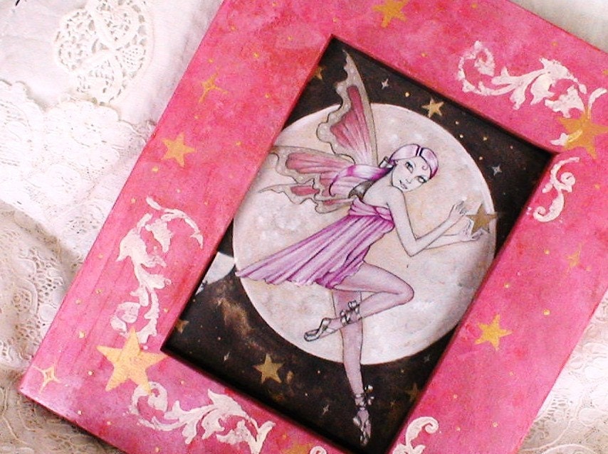 Framed Fairy  Print  OOAK "Star Catcher Fairy"