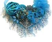 Bib  Statement Necklace Turquoise Floral Beaded FringeCYBER MONDAY