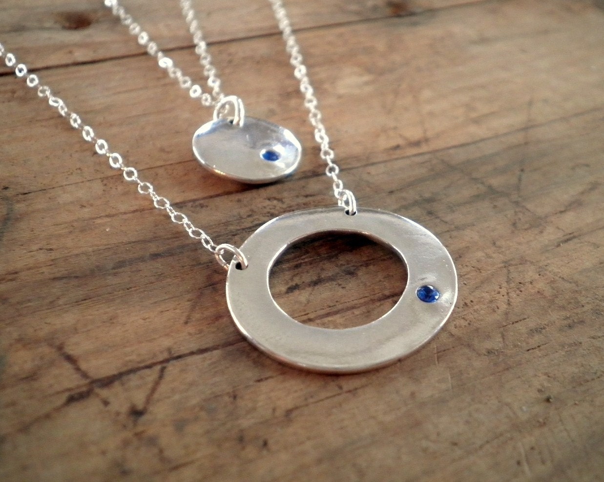 Custom Silver Mother and Daughter Necklace Set