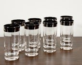 Set of 8 Highball Glasses with Silver Rim (2)