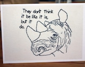 Wise Rhino Greeting Card