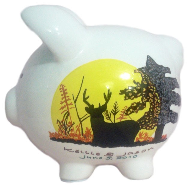 Personalized piggy bank - Hunting Deer design